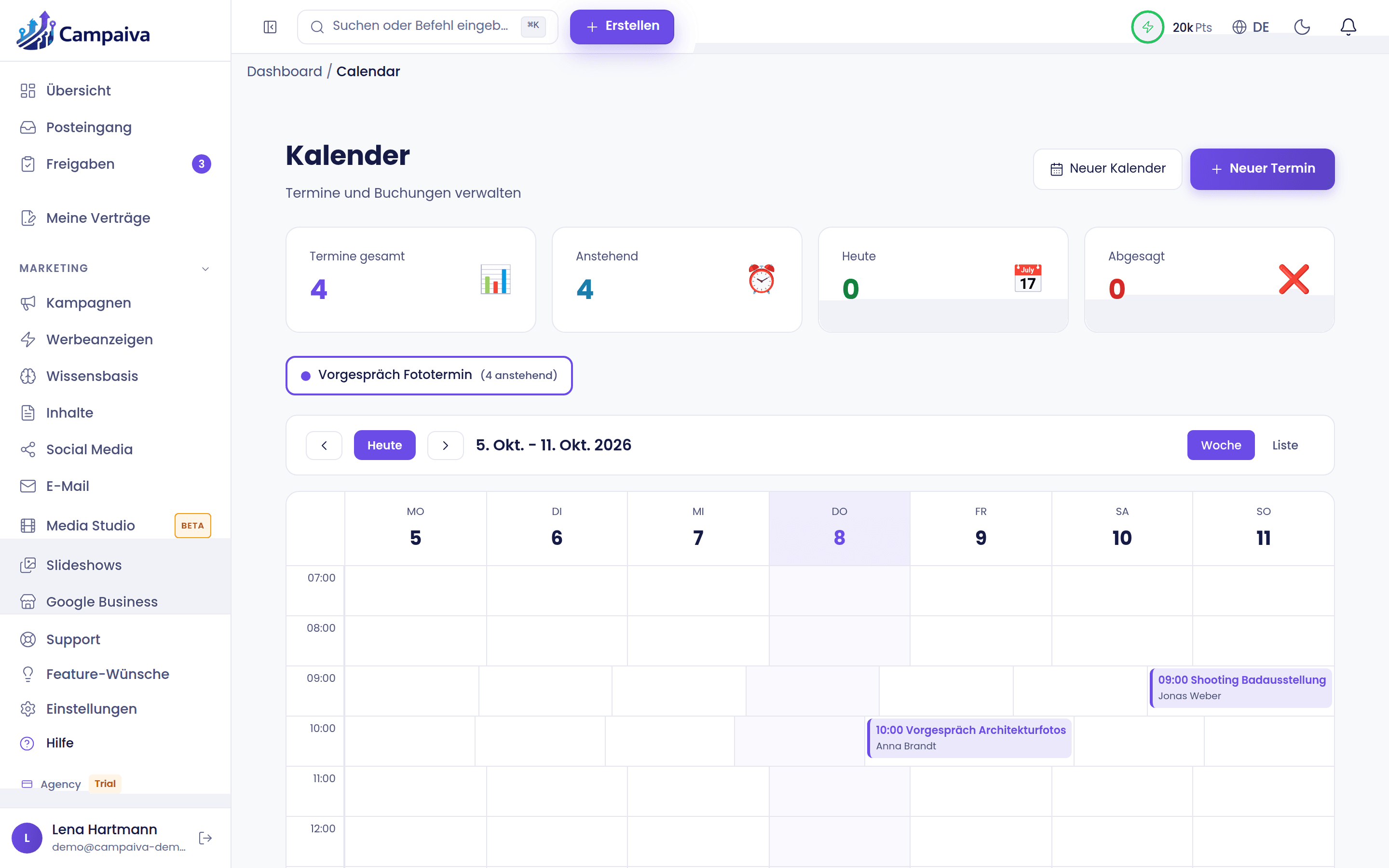 Appointment calendar with booking page and sync