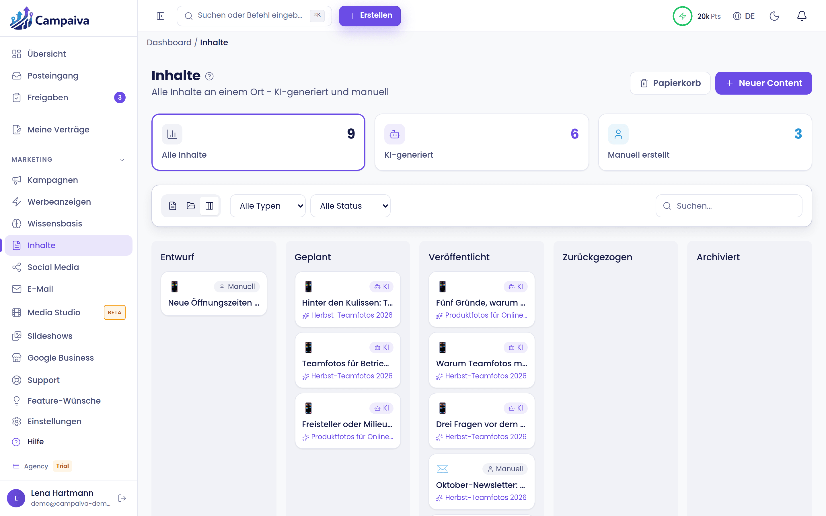 Social media calendar with posts for several channels